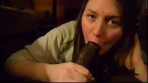 Thick ass and big tits white girl sucking black cock