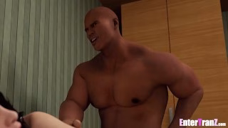 Freaky shemale takes BBC for cash in the back of the strip club